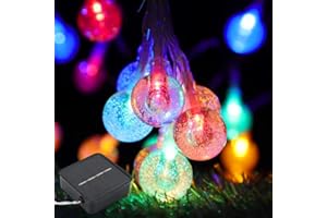ROXEMIRE Solar Garden Lights Outdoor, 23ft/7M 40 LED Outdoor Solar String Lights Waterproof，8 Modes Solar Powered Crystal Ball Fairy Lights Indoor/Outdoorfor Garden,Patio,Yard,Festival,Parties - Multi Color