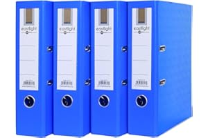 EASTLIGHT PREMIUM Eastlight A4 Extra Strong Blue Lever Arch Files Plastic on Board Folder Document Storage, 70mm Spine (Pack of 4)