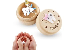 Quxvena Zahndose Milchzähne Jungen Mädchen, Holz Milchzahndose 3D Zahn Cartoon, Zahnbox für Milchzähne Mädchen