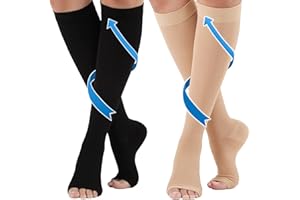 YISEMEYA 2 Paar Medizinische Kompressionsstrümpfe Damen & Herren 20-30 mmHg Pflege für Knöchel Stützstrümpfe mit Gradientenkompression für Krampfader Durchblutungsförderung -Beige + Schwarz (XXL)