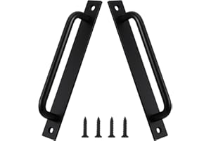 Bremorou 2 szt. klamek do drzwi stodoły, matowa, czarna, uchwyt do szafki, drzwi ze stopu cynku, z płytką, wytrzymałe, czarne metalowe uchwyty do przesuwania, garażu, szopy, bramy, szafy, 2 szt