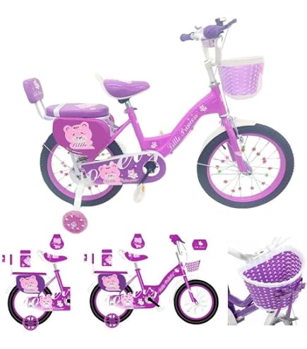 Vélo Enfant Hello Kitty 16 Pouces - Blanc Et Rose, Freins Avant/arrière, Paniers, Stabilisateurs Amovibles