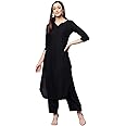 Boutique Ever A Beautiful Fancy Designer kurta Palazzo set on rayon Fabric in Black color