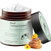 Organic Grass-Fed Tallow (Beef Sallow) &amp; Honey Cream (120g/4.2oz) | Light Whipped Texture for Face &amp; Body | Deep Hydration, N