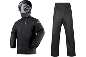Ynport Crefreak Traje de lluvia para Hombre Chaqueta Impermeable al Aire Libre con Pantalones 2 Piezas Impermeable Transpirable Ligero Plegable con Capucha para Caminar, Senderismo, Pesca