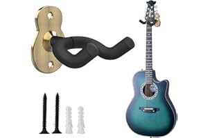 METALNUTS Support Guitare Mural en Métal avec Éponge de Protection - Lot de 2 Crochets Antidérapants pour Guitare Électrique, Basse, Ukulélé
