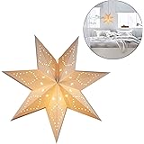 Paralume a forma di stella in carta da appendere, a 7 punte, a forma di stella, in carta bianca, a forma di stella