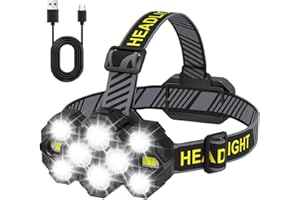 Enkifun Lampe Frontale LED Rechargeable, 10 Modes IPX4 Imperméable 22000 Lumens Super Brillantes 10 LED Avec Frontale LED Rechargeable Haute Puissance Pêche Running
