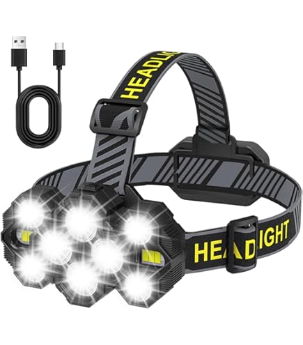 Torcia Frontale Coyonce 18000 Lumen - Ricaricabile, Impermeabile IPX5, 8 Modalit&agrave;