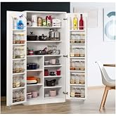 ZEYTUN White Multi-Purpose 165 Degree Openable 2 Lid Pantry Kitchen Cabinet