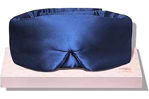 LitBear Maschera da sonno in seta per chi dorme sul fianco, 100% 22 momme pura seta di gelso, adatta al viso, con fascia regolabile per uomini e donne (blu mezzanotte)