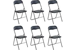 Gremium Set 6 Sedie Pieghevoli Con Cuscino In Ecopelle A Doppia Imbottitura, Seduta Ergonomica E Struttura Richiudibile Salvaspazio In Acciaio Inossidabile