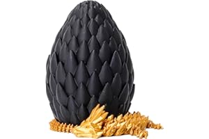XEHCAOL 3D Gedrucktes Drachenei mit Drachen im Inneren Dragon Egg 3D Gedrucktes Bewegliches Drachenei Drachen Figuren Geheimnisvoller Drache Spielzeug, Flexible Gelenke (Drachenschuppe Black)