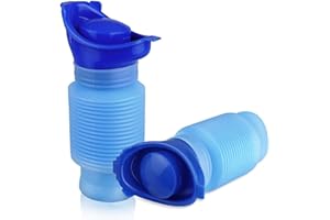 QUETA 2 pezzi Orinale portatile di emergenza, maschile e femminile, retrattile, per adulti, da viaggio, per auto, vasino, piccolo orinale da campeggio, per l’escursionismo