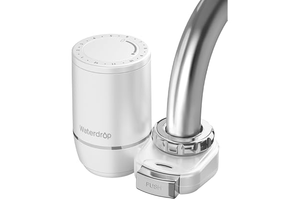 Waterdrop Vattenfilterkran, Filterlivstidspåminnelse, 1200-liters vattenfilter för kran, Vattenfiltrationssystem för kranmontering, NSF-certifierad som minskar klor, 1 filter