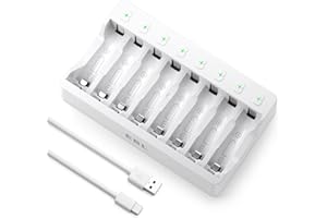 EBL 8 Slots Chargeur de Piles Rechargeable pour Ni-MH Ni-CD AA AAA Charge Rapide avec Port USB