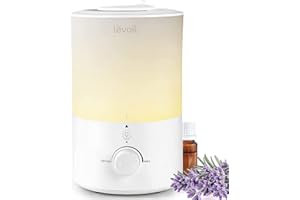 LEVOIT Top-Fill Humidificador Ultrasónico 3L de Aromas, Silencioso 28dB, Apto para Lavavajillas, Sueño con la Luz Nocturna, Apagado Automático, BPA FREE para Bebés y Plantas, Hogar, Color Blanco
