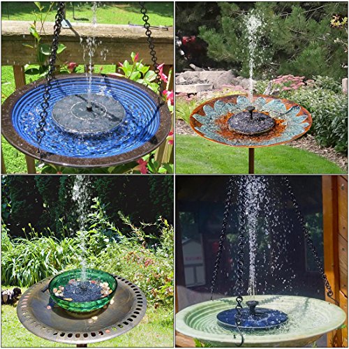 Hiluckey Solar Brunnen pumpe mit 1.4W Monokristalline Solar Panel Freie stehende Brunnen und pumpe für Gartenteich,Vogel-Bad, Fisch-Behälter, kleiner Teich - 5