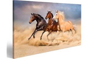 Picture on Canvas Horse Herd Three Horses Running Dust Wall Picture Poster Art Print Pictures