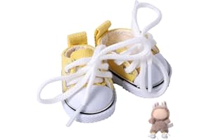 Mikovivi Mini Dolls Shoes, Yellow Canvas Shoes Cute Delicate Outfit Accessories Suitable for 15/17cm Doll Clothing Set Replacement