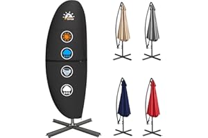 Zettum Pokrowce na parasole ogrodowe 2 do 3 zewnętrzny 600D pokrowiec na parasol wspornikowy, wodoodporny i wytrzymały, przesunięty pokrowiec na parasol bananowy 215x30x66/44cm