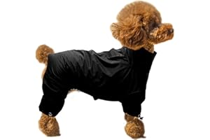 MOREZI Dog raincoat, dog rain coat poncho waterproof clothes with safe reflective stripes and zipper closure for small medium and large pet - Black - XS