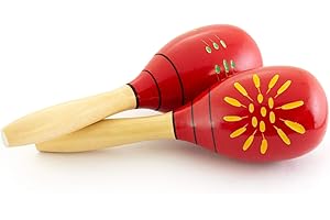 Tiger Ozdobione czerwone drewniane marakasy, MSL64-ADP