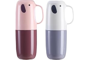 Tibapla Portacepillos de Dientes Viaje con Asa, 2 Piezas Taza de Cepillo de Dientes Portátil Antipolvo Estuche Cepillo Dientes y Pasta Dental Multifuncional para Hogar Escuela Camping (Rosa)