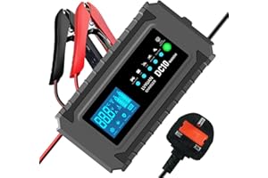 CANTONAPE 10Amp Car Battery Charger, 12V/24V Smart Fully Automatic Battery Charger with 7-Stage Charging and LCD Screen, Intelligent Charges, Repair, Maintains for AGM, WET & GEL Lead Acid Batteries