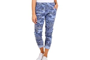 CRAZY FASHION Women's Italian Camouflage Army Printed High Waisted Magic Pants Casual Stretchy Joggers Lagenlook Style Ladies Trousers