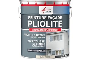ARCANE INDUSTRIES Peinture façade pliolite pour Mur extérieur, crépi - Peinture Hydrofuge Solvantée - ARCAFACADE PLIOPROTECT - 2.5 L (+ ou - 20 m² en 1 Couche) Pierre - RAL 090 90 10