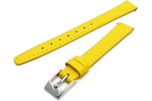 WatchWatchWatch Yellow Smooth Stitched Ladies' Leather Watch Strap 14mm with Silver Buckle C088