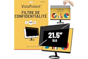 VistaProtect - Filtre de Confidentialité & Filtre Anti-Lumière Bleu Premium. Film de Protection 2-en-1 pour Écran d’Ordinateur & Moniteur (21.5" Pouces)