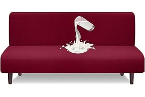 Granbest Copridivano Futon Impermeabile Senza Braccioli, Protezione Futon ad Alta Elasticità per Divano Letto Pieghevole, Copridivano Antiscivolo Senza Braccioli (Rosso Vino)