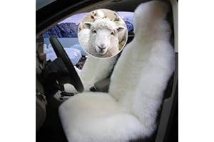 Altlue Real Genuine Sheepskin Car Seat Covers For Cars SUV Trucks Van Motorhome Front Seats Fluffy Car Seat Covers Authentic Sheepskin Seat Covers For Car Front Seat White - Universal (1 Piece)