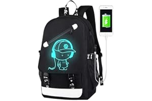 A-QMZL Sacs d'école, sac à dos lumineux avec port de charge USB, sac pour ordinateur portable, sac à main en toile pour filles, garçons, adolescents, sac à dos d'extérieur