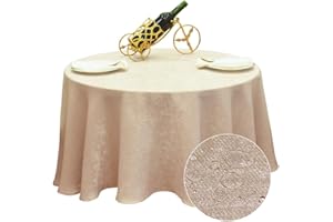 BALCONY & FALCON Mantel Impermeable Mantel Redondo con Efecto Lino Brillante para Cocina Comedor Fiesta Navidad Boda