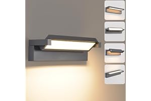 KUKAK LED Applique Murale Extérieur Intérieur,36W Moderne Éclairage Mural,Luminaire Murale Imperméable IP65 3000K blanc chaud,Mur Lampe Angle de Lumière Réglable pour Terrasse Entrée Jardin,Gris Foncé