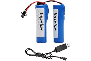 FAYERKAR 2 Pack 3.7v 1200mah li-ion Battery RC Rechargeable Batteries 15C SM-2P Plug Connector with USB charger Set for RC Car off road Truck Jumper Vehicle Drift Monster Toys