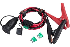 [UL Listed] YCIND Battery Clamp Click-On to Female Cigarette Lighter Socket Boost Cable Heavy-Duty 30A Fuse 12V/24V 12AWG Cord 3Ft