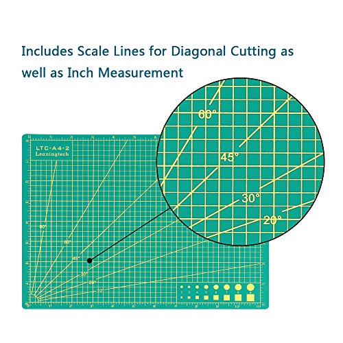 LeaningTech LTC® A4 (11″ x 8″) Schneidematte Schneideunterlage PVC Selbstheilender Oberfläche,5 Schichten, doppelseitig 3,0mm Stärke, Anti-Rutsch Grün - 3