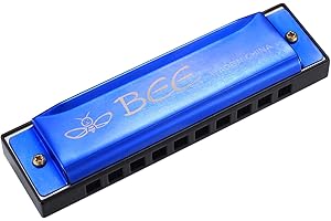 Zhujiehigh Harmonica, 10 Holes 20 Tones Kids Harmonica, Beginner Mouth Organ Key of C, Music Gifts for Musicians, Kids, Adults, Beginners, Performers Harmonica - Blue