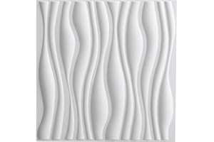 Warmiehomy 3D Wall Panels 12 Pack Wall Panels 19.7"x19.7" Gaming Wall Panelling Decorative Waves 3D Effect Backwall Tiles White for Living Room, Bedroom, Bathroom, Interior Home Decor(50cm*50cm)