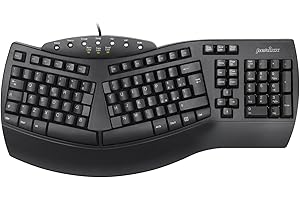 Perixx PERIBOARD-512 Tastiera Split Ergonomica Cablata USB, Design Suddiviso, con 7 Tasti Multimediali e Poggiapolsi Incorporato, QWERTY Italiana, Nera