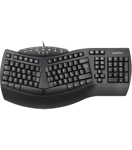 Perixx PERIBOARD-522 Tastiera Meccanica con Trackball da 55 mm, Rotella Inclinabile, 9 Tasti Multimediali, Layout US – Ideale per Uso Industriale o Multischermo - Nero
