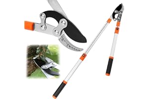 QWORK® Sécateur Télescopique, 68-101CM Secateur Telescopique, Cisaille de Jardin avec Poignées Réglables