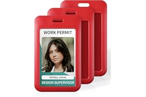 Uniclife Porta Tarjetas Identificativas Deslizante Funda Plástica Vertical Rojo Portacredenciales con Ventana Transparente para Oficina Escuela Tarjetas de Identificación de Crédito, 3 Unidades