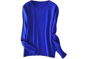 BeerMmay Pull en Cachemire à Manches Longues et col Rond pour Femme