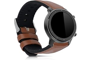 kwmobile Pulsera Compatible con Huami Amazfit GTR (47mm) / GTR 2 Correa - 1x Correas de Cuero auténtico - Tamaño Ajustable - Negro