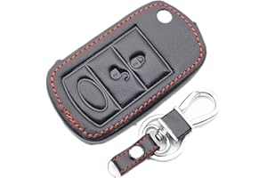 Happyit Leather Car Key Cover Cases for Land Rover Range Rover Sport LR3 Discovery 3 Buttons Folding Remote